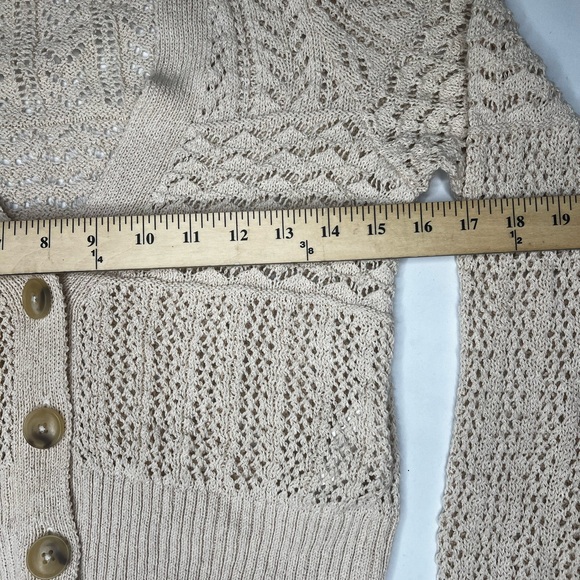 Anthropologie Beige Open-Knit Button Cardigan Sweater Womens Size XS - Picture 13 of 17